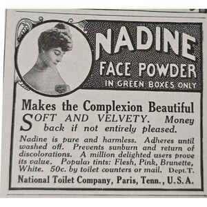 1916 Nadine Face Powder Advertisement Print Green Collectible Nostalgic Beauty